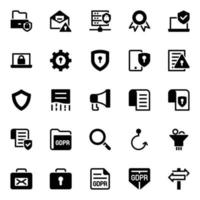 Glyph icons for General data protection regulation. vector