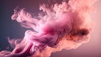 , Flowing light pink, viva magenta smoke with splashes. Soft fluid banner, spring female mood, 3D effect, modern macro realistic abstract background illustration, ink in water effect. photo