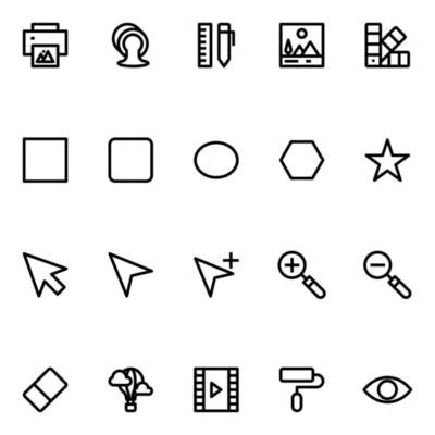 Outline icons for Graphic design.