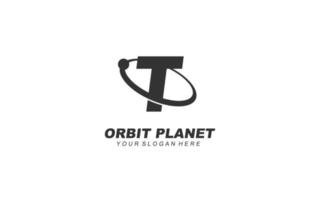 T planet logo design inspiration. Vector letter template design for brand.