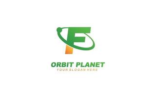F planet logo design inspiration. Vector letter template design for brand.