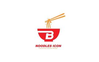 B NOODLES logo design inspiration. Vector letter template design for brand.