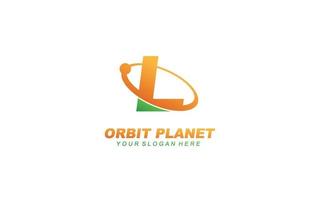 L planet logo design inspiration. Vector letter template design for brand.