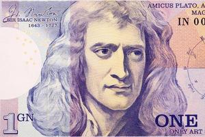 Isaac Newton un retrato desde dinero foto