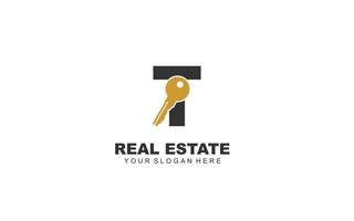 T real estate logo design inspiration. Vector letter template design for brand.