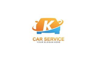 K rent car logo design inspiration. Vector letter template design for brand.