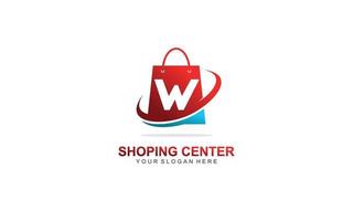 W shopping bag logo design inspiration. Vector letter template design for brand.