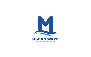 M WAVE logo design inspiration. Vector letter template design for brand.