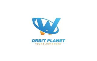 W planet logo design inspiration. Vector letter template design for brand.