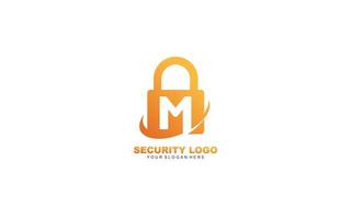 M Security logo design inspiration. Vector letter template design for brand.