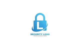 L Security logo design inspiration. Vector letter template design for brand.