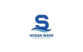 S WAVE logo design inspiration. Vector letter template design for brand.