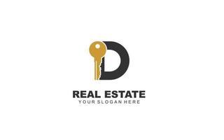 D real estate logo design inspiration. Vector letter template design for brand.