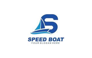 S Boat logo design inspiration. Vector letter template design for brand.