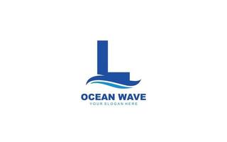 L WAVE logo design inspiration. Vector letter template design for brand.