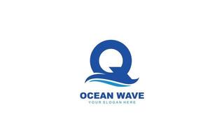 Q WAVE logo design inspiration. Vector letter template design for brand.