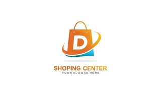 D shopping bag logo design inspiration. Vector letter template design for brand.