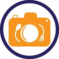 Food Photo vector logo template. This design use camera logo with plate, spoon and fork. Suitable for business, photograph, vlog