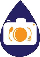 Food Photo vector logo template. This design use camera logo with plate, spoon and fork. Suitable for business, photograph, vlog