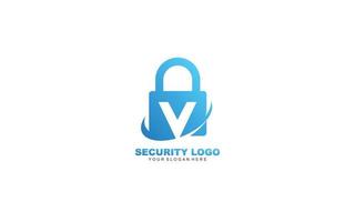 V Security logo design inspiration. Vector letter template design for brand.