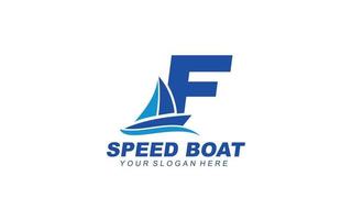 F Boat logo design inspiration. Vector letter template design for brand.