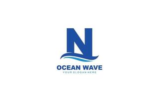 N WAVE logo design inspiration. Vector letter template design for brand.