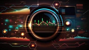 generativo ai, valores mercado gráfico líneas, financiero grafico en tecnología resumen antecedentes representar financiero crisis, financiero fusión de un reactor. tecnología concepto, comercio mercado concepto. foto