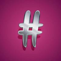 3d illustration of hash tag vector