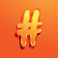 3d illustration of hash tag vector