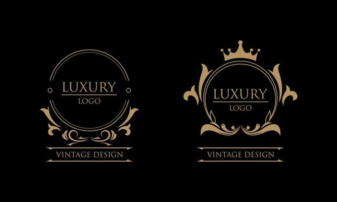 Vintage decorations elements and frames gold color
