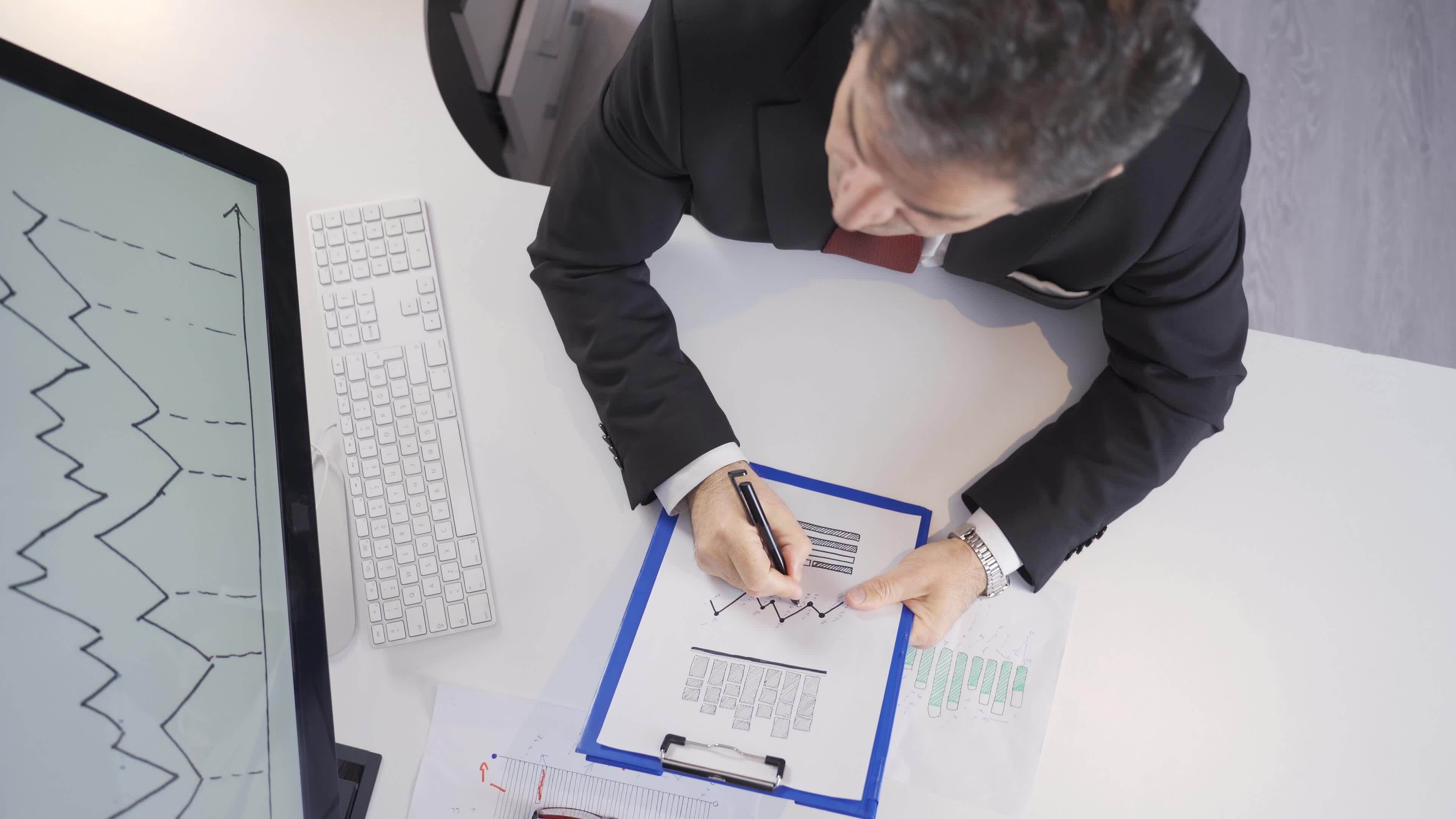 Analyst who prepares financial reports. Balance sheet tables. Analyst