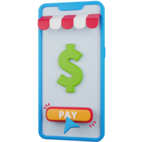 3d icône illustration Paiement via téléphone intelligent png