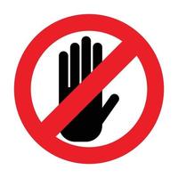 Red Forbidden sign with hand Do not touch safety risk danger security attention vector illustration