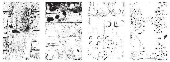 Set of Grunge Distressed Vector Textures - Black and White Backgrounds with Splatter, Scratch and Stain Effects. EPS 10.