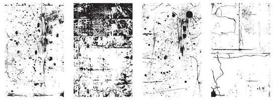 Set of Grunge Distressed Vector Textures - Black and White Backgrounds with Splatter, Scratch and Stain Effects. EPS 10.