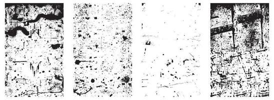 Set of Grunge Distressed Vector Textures - Black and White Backgrounds with Splatter, Scratch and Stain Effects. EPS 10.