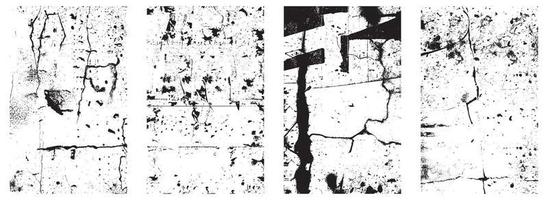 Set of Grunge Distressed Vector Textures - Black and White Backgrounds with Splatter, Scratch and Stain Effects. EPS 10.