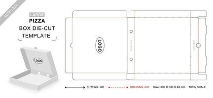 grande Pizza caja morir cortar modelo vector