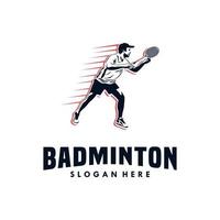 Modern Passionate Badminton Player in Action logo vector