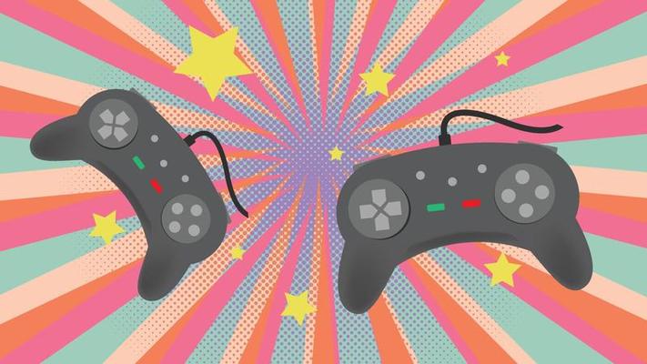 Games console on retro background vector illustration