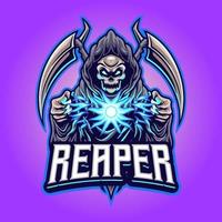 Grim reaper esport gaming logo design vector