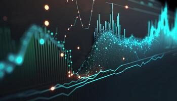 , stock market chart lines, financial graph on technology abstract background represent financial crisis, financial meltdown. Technology concept, trading market concept. photo