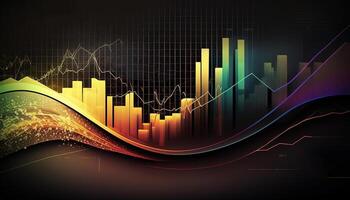 , stock market chart lines, financial graph on technology abstract background represent financial crisis, financial meltdown. Technology concept, trading market concept. photo