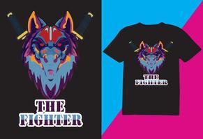 The fighter ,t-shirt , Design vector