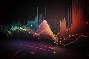 generativo ai, valores mercado gráfico líneas, financiero grafico en tecnología resumen antecedentes representar financiero crisis, financiero fusión de un reactor. tecnología concepto, comercio mercado concepto. foto