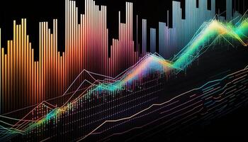 generativo ai, valores mercado gráfico líneas, financiero grafico en tecnología resumen antecedentes representar financiero crisis, financiero fusión de un reactor. tecnología concepto, comercio mercado concepto. foto