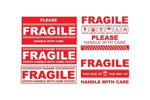 Fragile sticker design vector