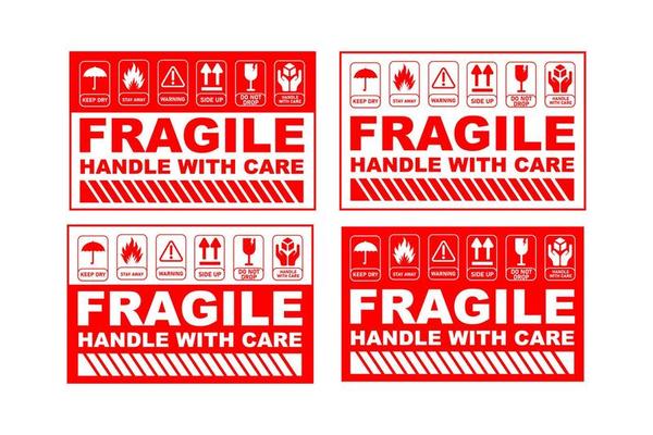 Fragile sticker vector design