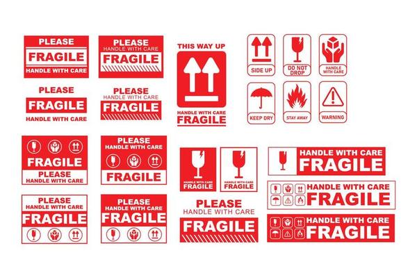 Fragile sticker vector design