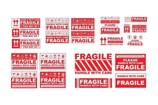 Fragile sticker vector design